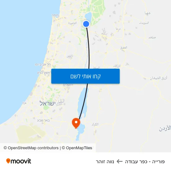מפת פורייה - כפר עבודה לנווה זוהר