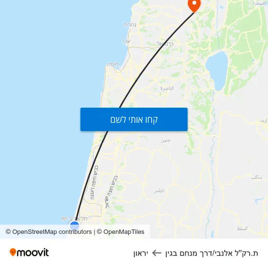 מפת ת.רק''ל אלנבי/דרך מנחם בגין ליראון