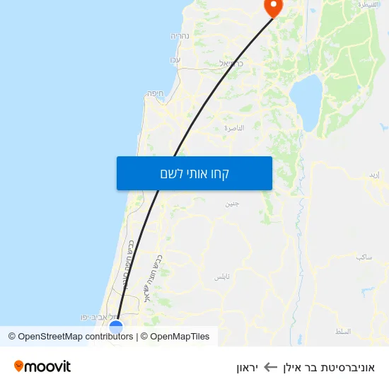 מפת אוניברסיטת בר אילן ליראון