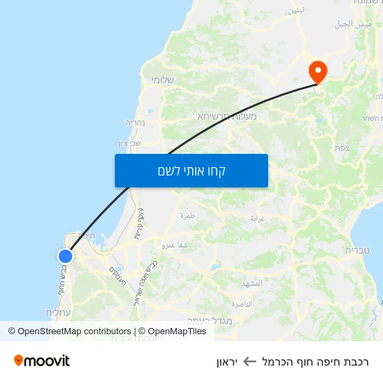 מפת רכבת חיפה חוף הכרמל ליראון