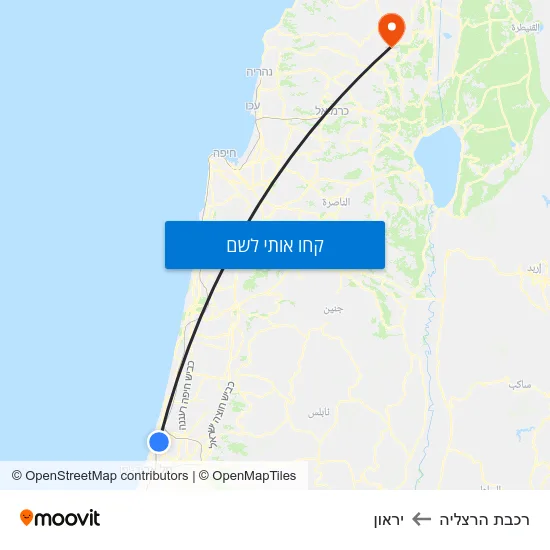 מפת רכבת הרצליה ליראון