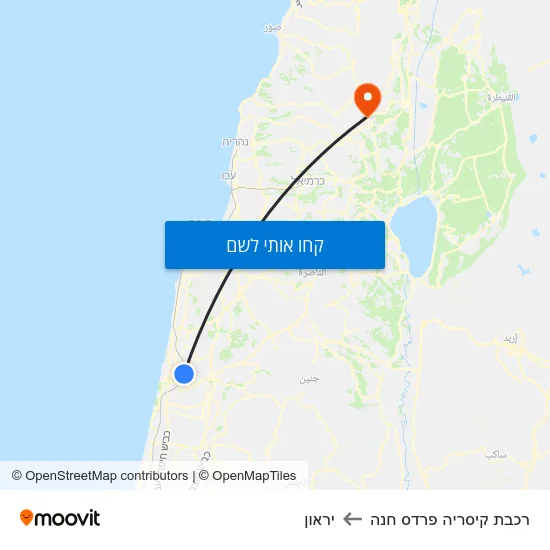 מפת רכבת קיסריה פרדס חנה ליראון
