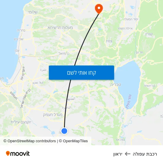 מפת רכבת עפולה ליראון