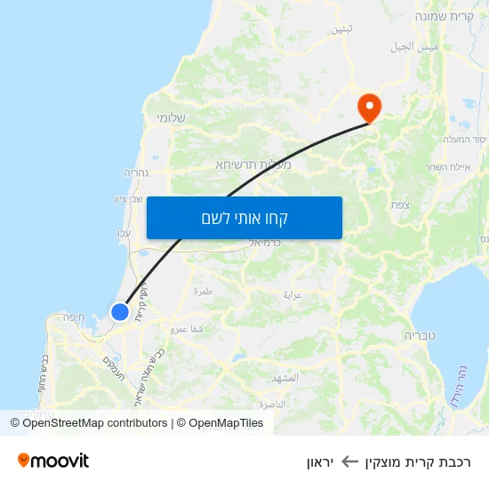 מפת רכבת קרית מוצקין ליראון