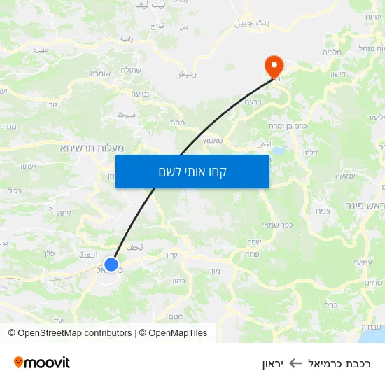 מפת רכבת כרמיאל ליראון