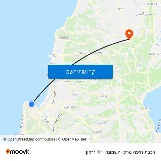 מפת רכבת חיפה מרכז השמונה ליראון