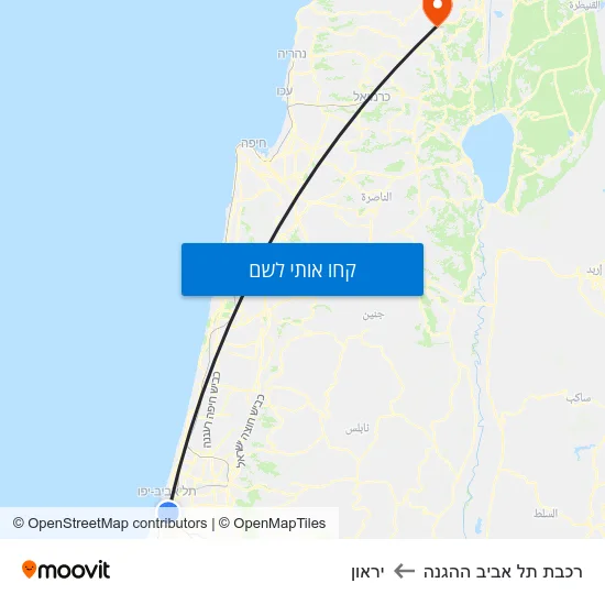 מפת רכבת תל אביב ההגנה ליראון
