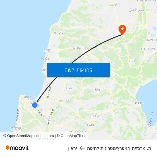 מפת ת. מרכזית המפרץ/מטרונית לחיפה ליראון