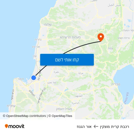 מפת רכבת קרית מוצקין לאור הגנוז