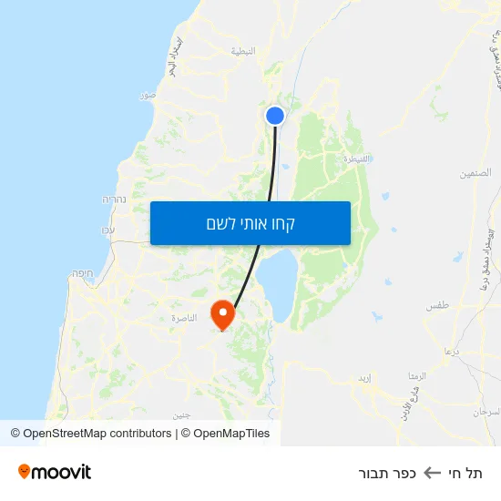 מפת תל חי לכפר תבור