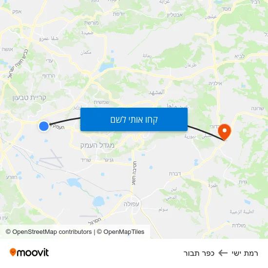 מפת רמת ישי לכפר תבור