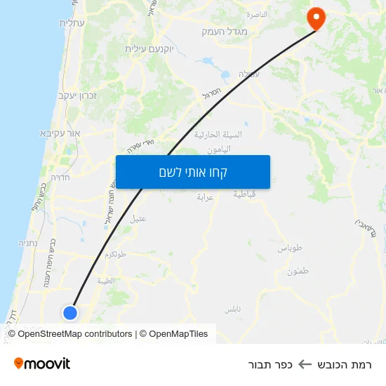 מפת רמת הכובש לכפר תבור