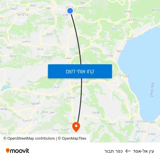 מפת עין אל-אסד לכפר תבור