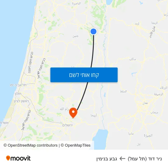 מפת ניר דוד (תל עמל) לגבע בנימין