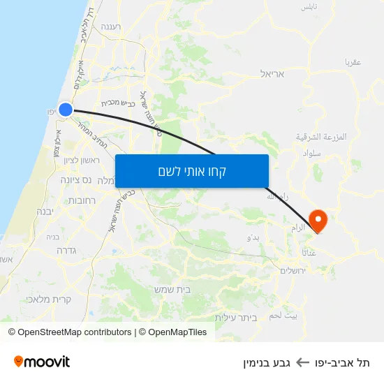 מפת תל אביב-יפו לגבע בנימין