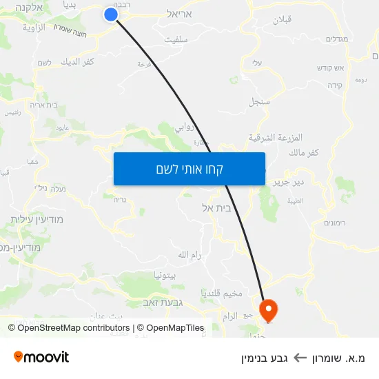 מפת מ.א. שומרון לגבע בנימין