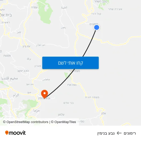 מפת רימונים לגבע בנימין