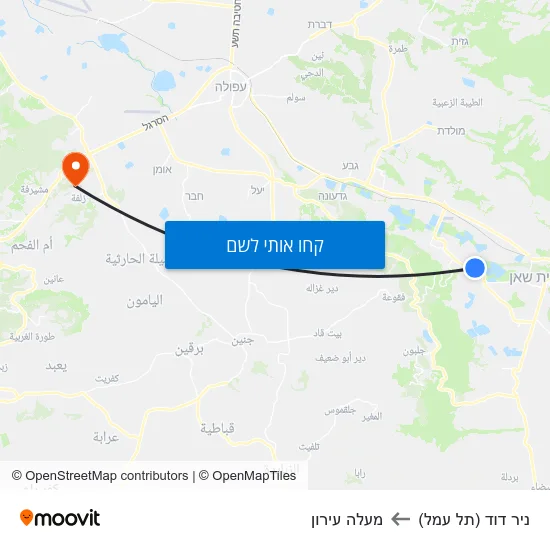 מפת ניר דוד (תל עמל) למעלה עירון
