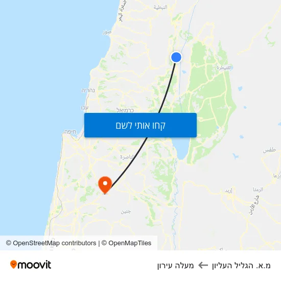 מפת מ.א. הגליל העליון למעלה עירון