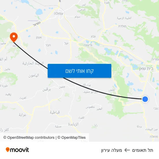 מפת תל תאומים למעלה עירון