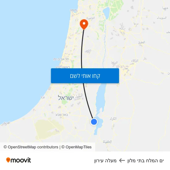מפת ים המלח בתי מלון למעלה עירון
