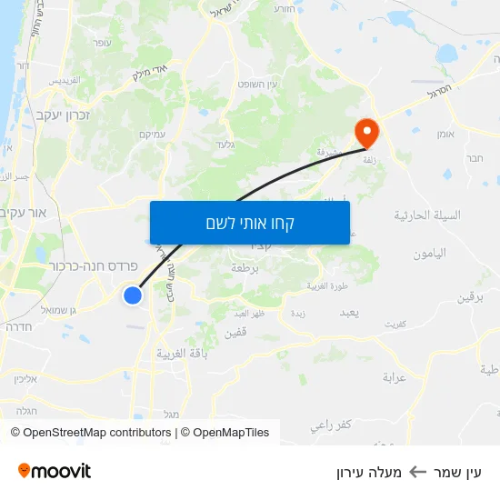 מפת עין שמר למעלה עירון