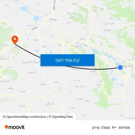 מפת מסילות למעלה עירון