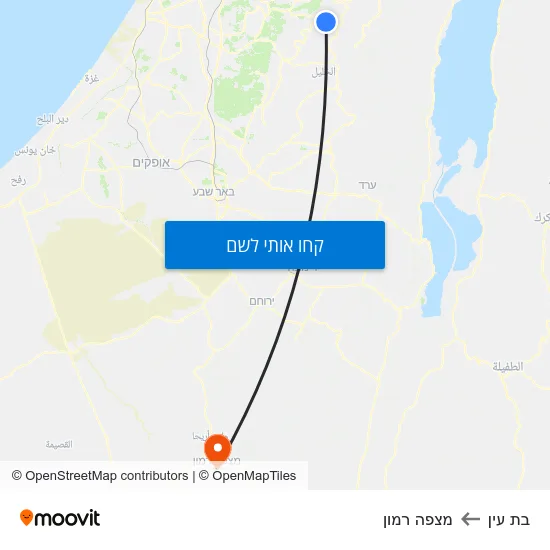 מפת בת עין למצפה רמון