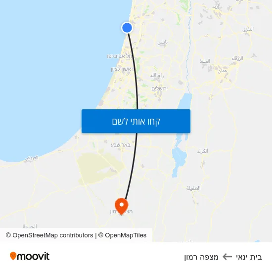 מפת בית ינאי למצפה רמון