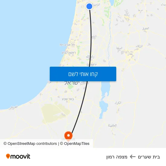מפת בית שערים למצפה רמון