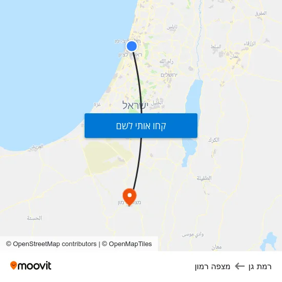 מפת רמת גן למצפה רמון