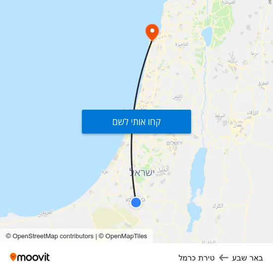 מפת באר שבע לטירת כרמל