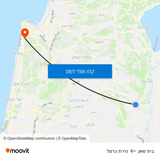 מפת בית שאן לטירת כרמל