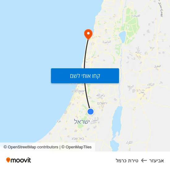 מפת אביעזר לטירת כרמל