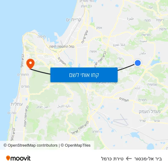 מפת ביר אל-מכסור לטירת כרמל