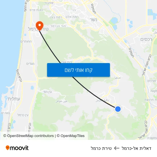מפת דאלית אל-כרמל לטירת כרמל