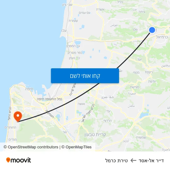 מפת דייר אל-אסד לטירת כרמל