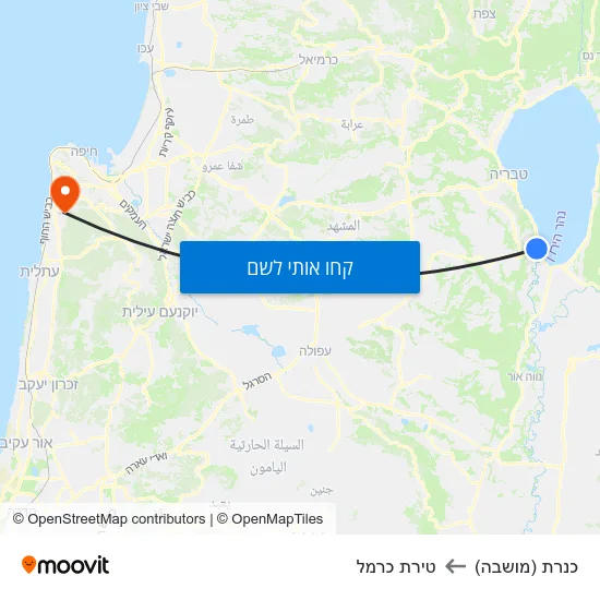 מפת כנרת (מושבה) לטירת כרמל