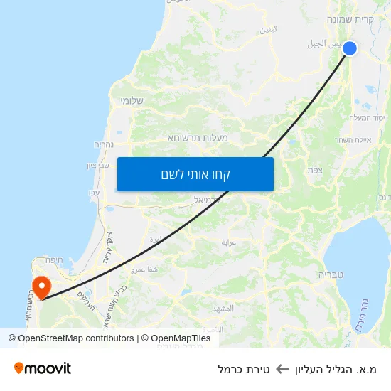 מפת מ.א. הגליל העליון לטירת כרמל