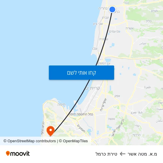 מפת מ.א. מטה אשר לטירת כרמל
