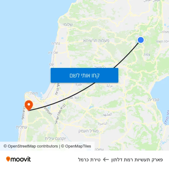 מפת פארק תעשיות רמת דלתון לטירת כרמל