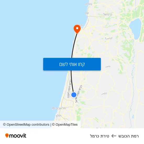 מפת רמת הכובש לטירת כרמל