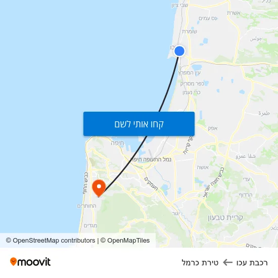מפת רכבת עכו לטירת כרמל