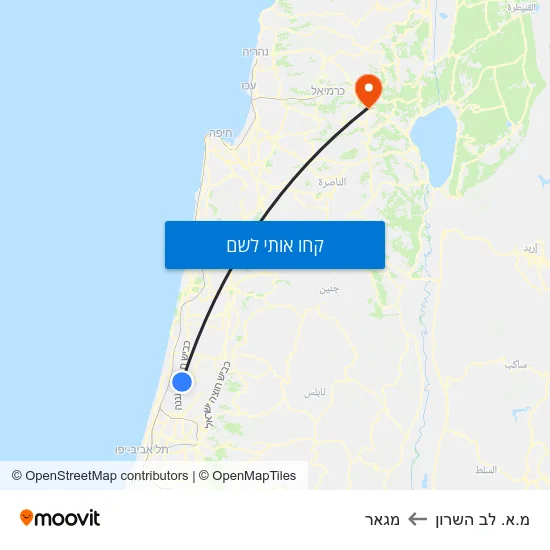 מפת מ.א. לב השרון למגאר