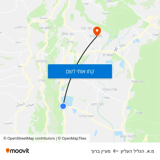 מפת מ.א. הגליל העליון למעיין ברוך