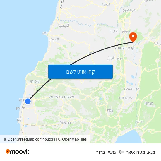 מפת מ.א. מטה אשר למעיין ברוך