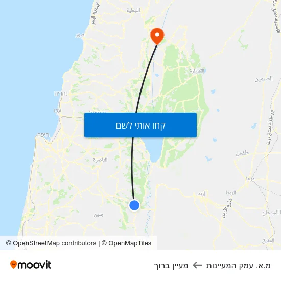 מפת מ.א. עמק המעיינות למעיין ברוך