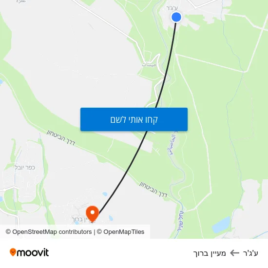מפת ע'ג'ר למעיין ברוך