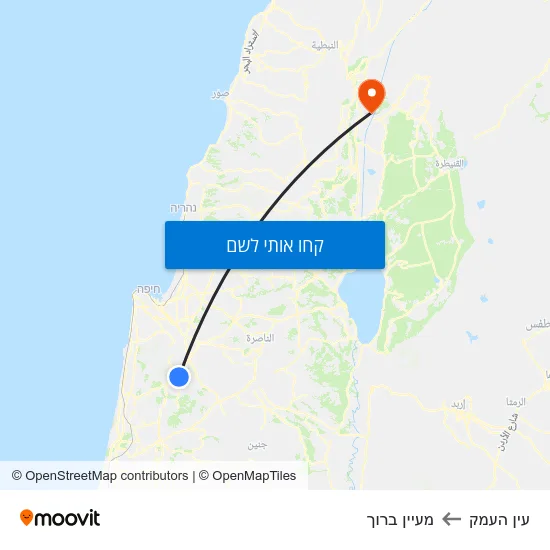מפת עין העמק למעיין ברוך