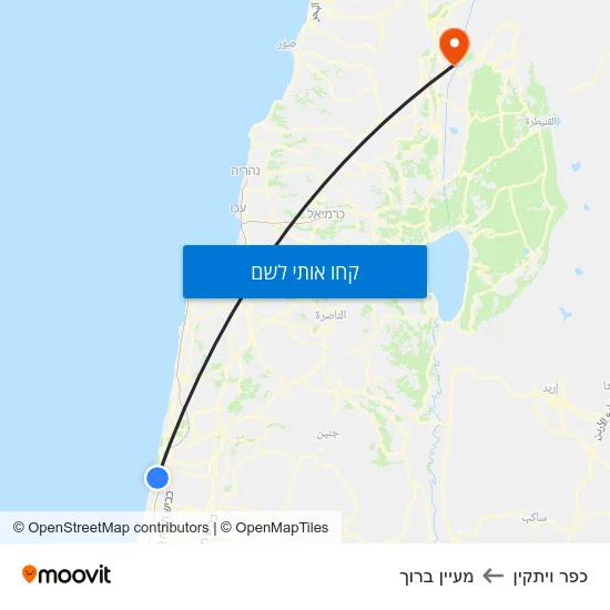 מפת כפר ויתקין למעיין ברוך